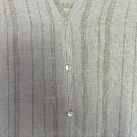 Garnet Hill Linen High-Low Midi Length Cover Up Dress Salt Mini Stripe $149 - Picture 5 of 14